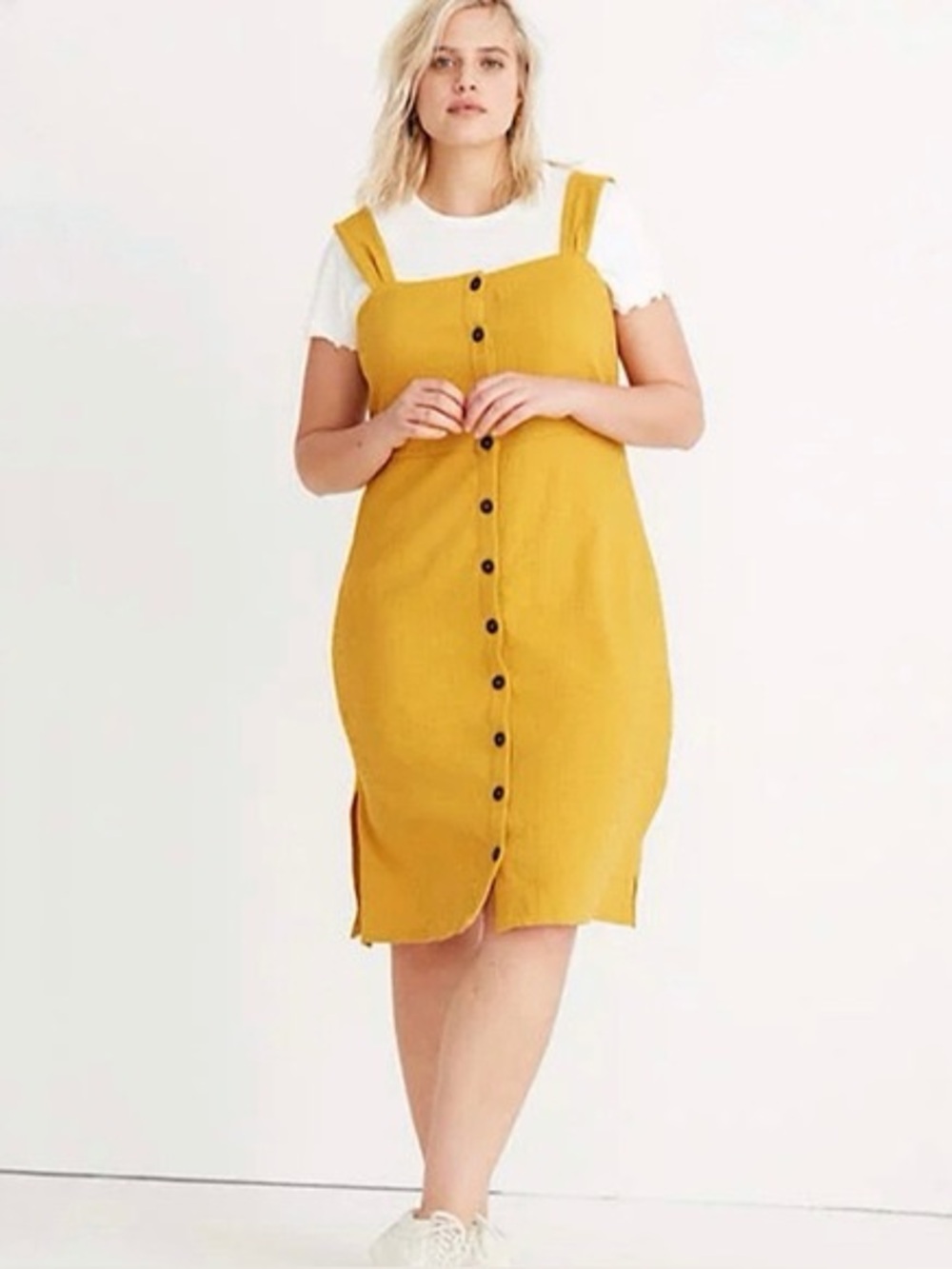 Madewell Textured Button Front Tank Dress Size Large
